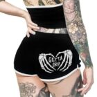 Shorts Women High Waist Gothic Skull Printed Shorts Summer Punk Style Casual Short Pants Fitness Sport