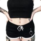 Shorts Women High Waist Gothic Skull Printed Shorts Summer Punk Style Casual Short Pants Fitness Sport 3