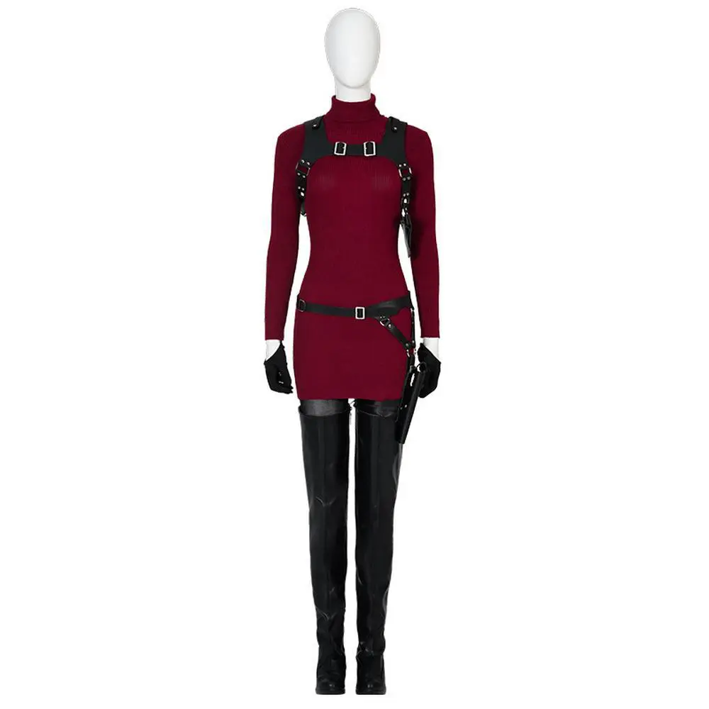 Ada Wong Burgundy Game Sweater - XS-3XL Resident Evil Outfit - CosplaySpa