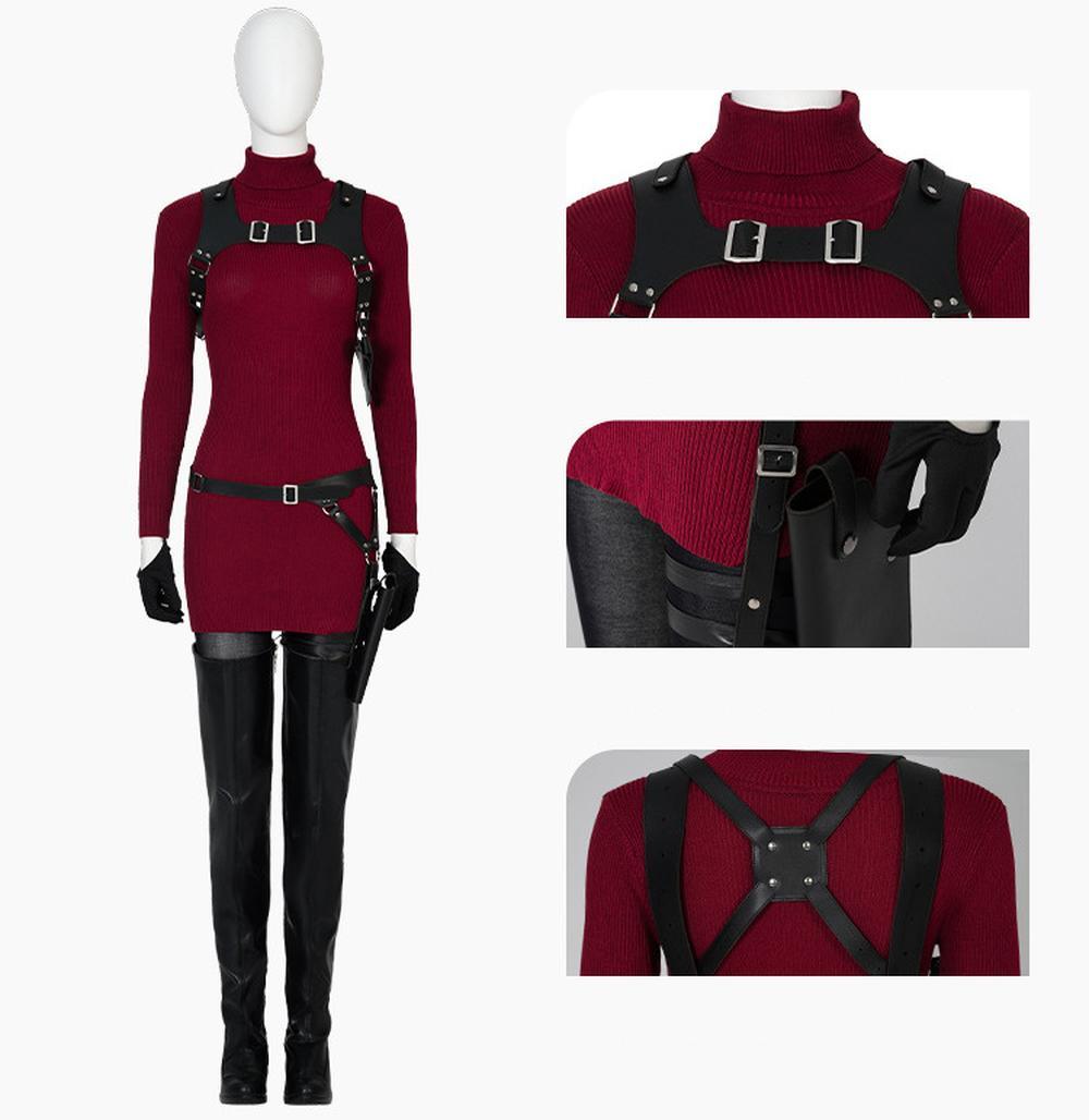 cosplayspa cosplayspa Ada Wong Burgundy Game Sweater XS 3XL Resident Evil Outfit ENKCEU