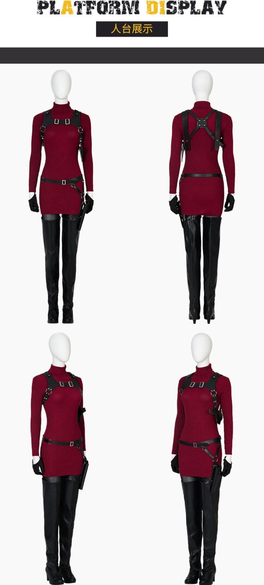 cosplayspa cosplayspa Ada Wong Burgundy Game Sweater XS 3XL Resident Evil Outfit GFNPF8
