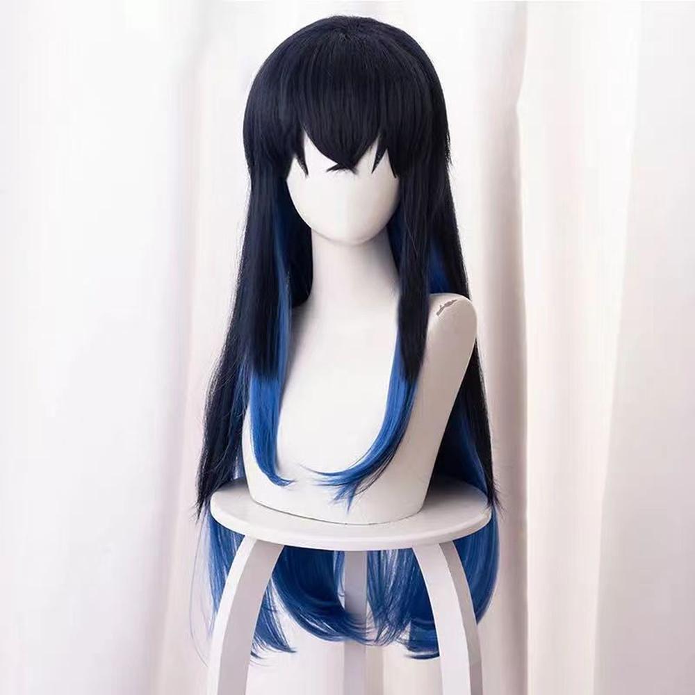 cosplayspa cosplayspa Dark Blue Anime Long Hair Wig Hashibira Inosuke Demon Slayer 4JENE3