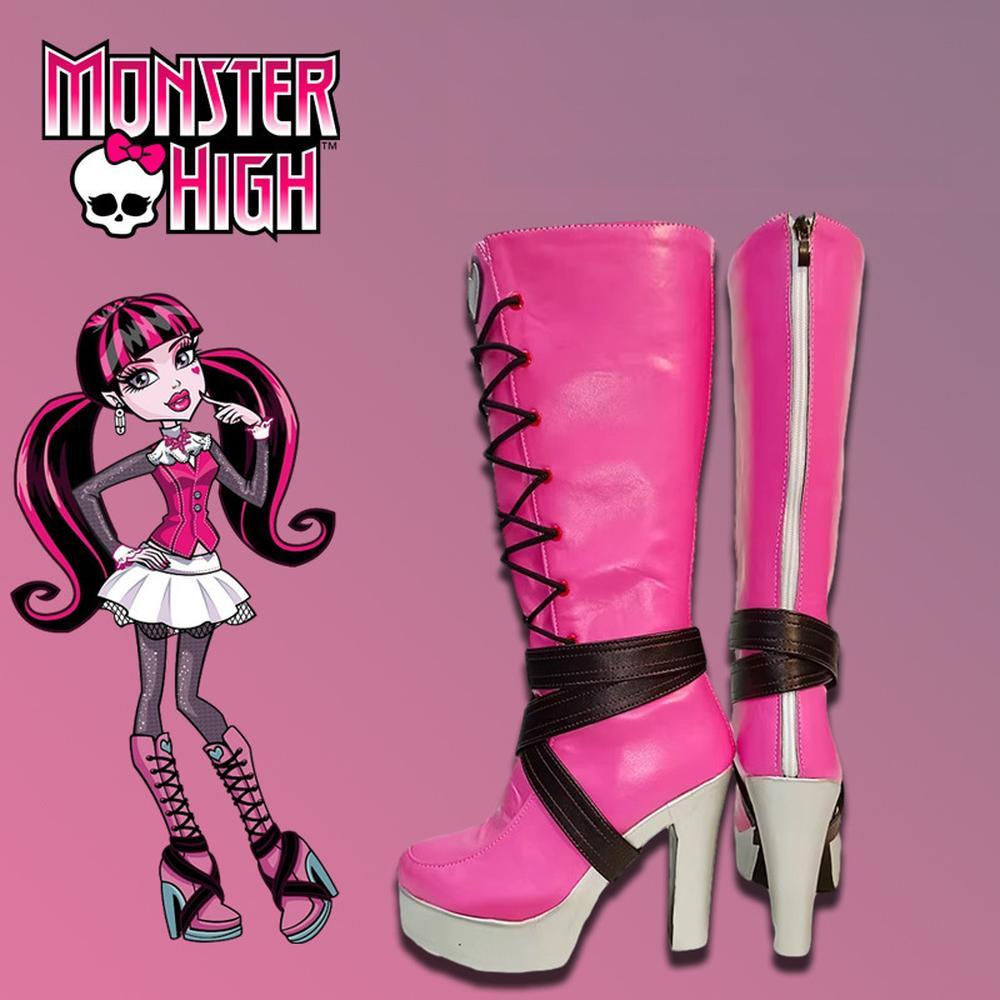 cosplayspa cosplayspa Draculaura Pink Anime Shoes Monster High Style Footwear OPF88D