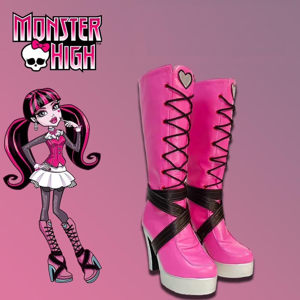 cosplayspa cosplayspa Draculaura Pink Anime Shoes Monster High Style Footwear WB7VK2