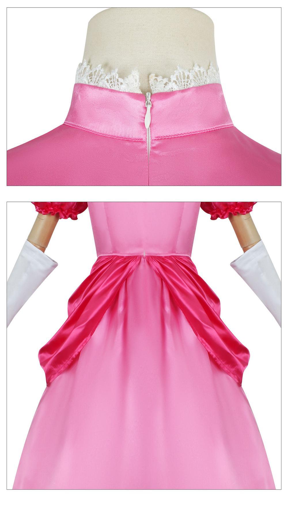 cosplayspa cosplayspa Princess Peach S 3XL Dress Mario Movie Inspired Cosplay JSLIGH
