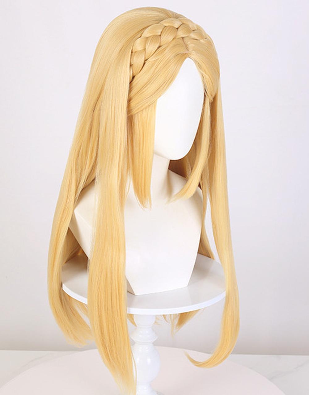 cosplayspa cosplayspa Princess Zelda Long Yellow Wig Elegant Womens Royal Hairpiece ASEKUM