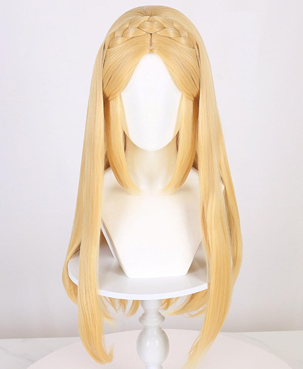 cosplayspa cosplayspa Princess Zelda Long Yellow Wig Elegant Womens Royal Hairpiece CAQWVG