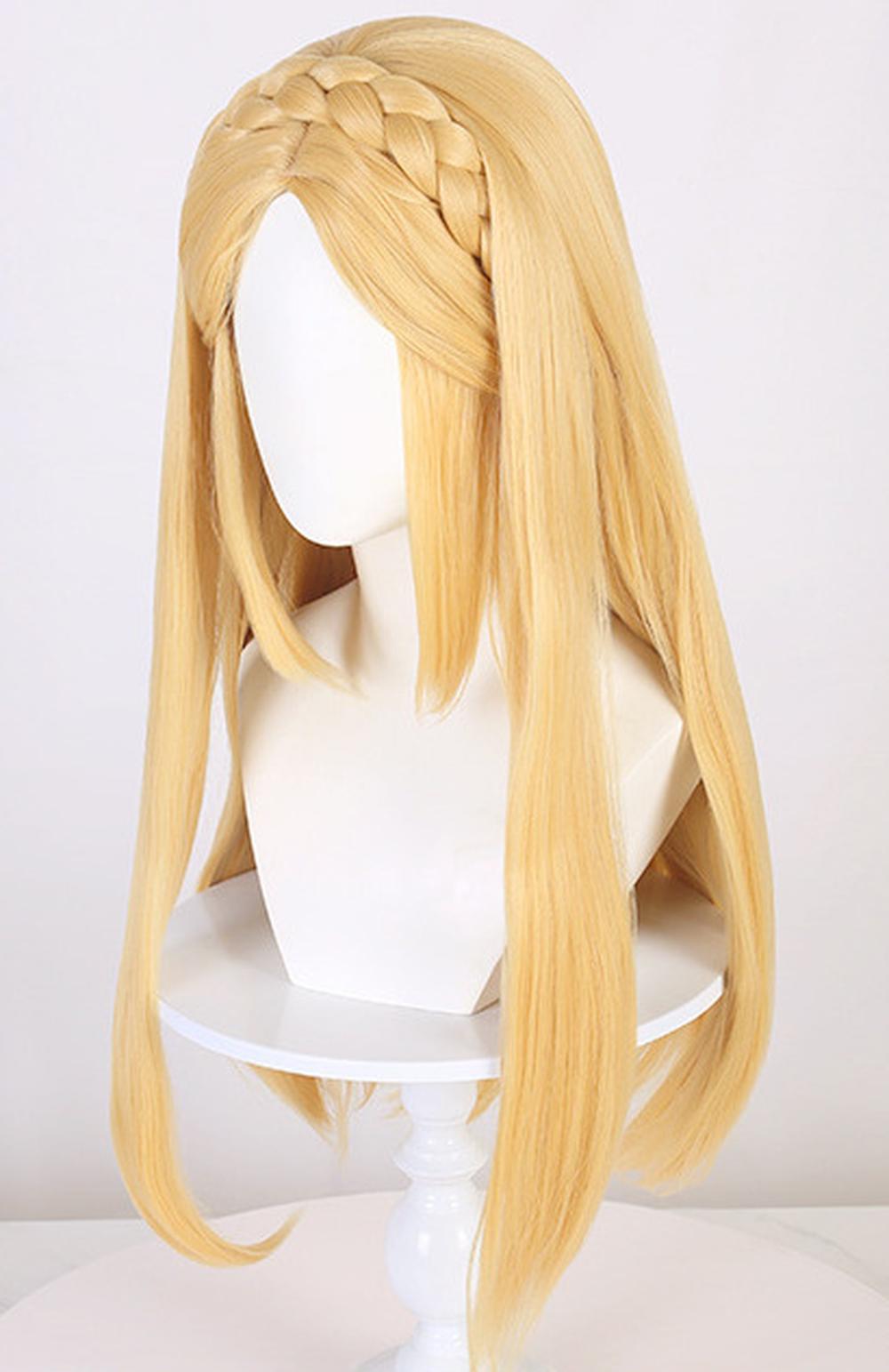 cosplayspa cosplayspa Princess Zelda Long Yellow Wig Elegant Womens Royal Hairpiece M382YT