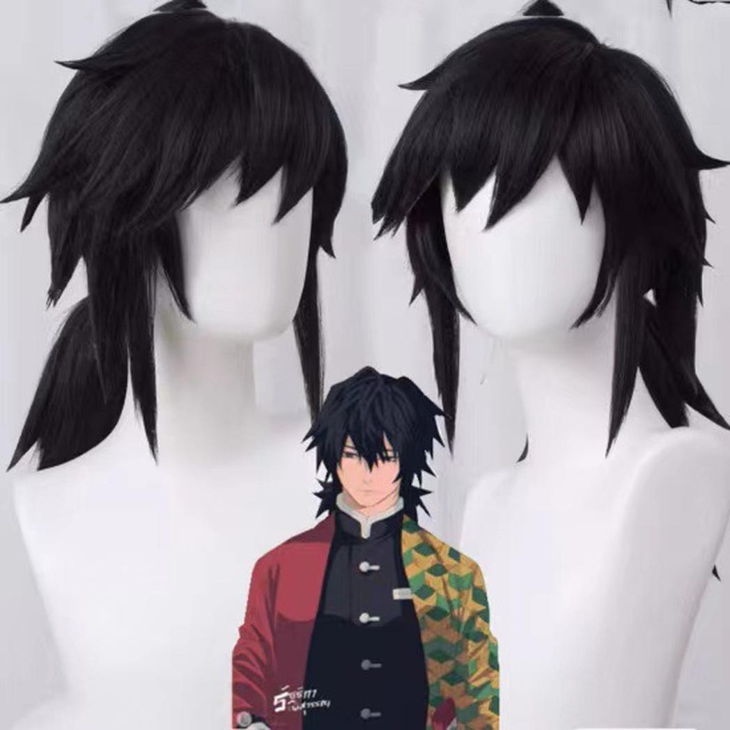 cosplayspa cosplayspa Tomioka Giyuu Demon Slayer Anime Wig with Tanjirou Earrings Kimetsu no Yaiba E0YZ0Z