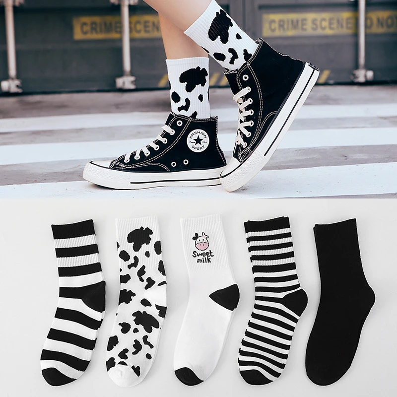 cosplayspa cow harajuku womens socks girls striped bovine themed footwear Hdcab22334b2d400386739b9579572fafB